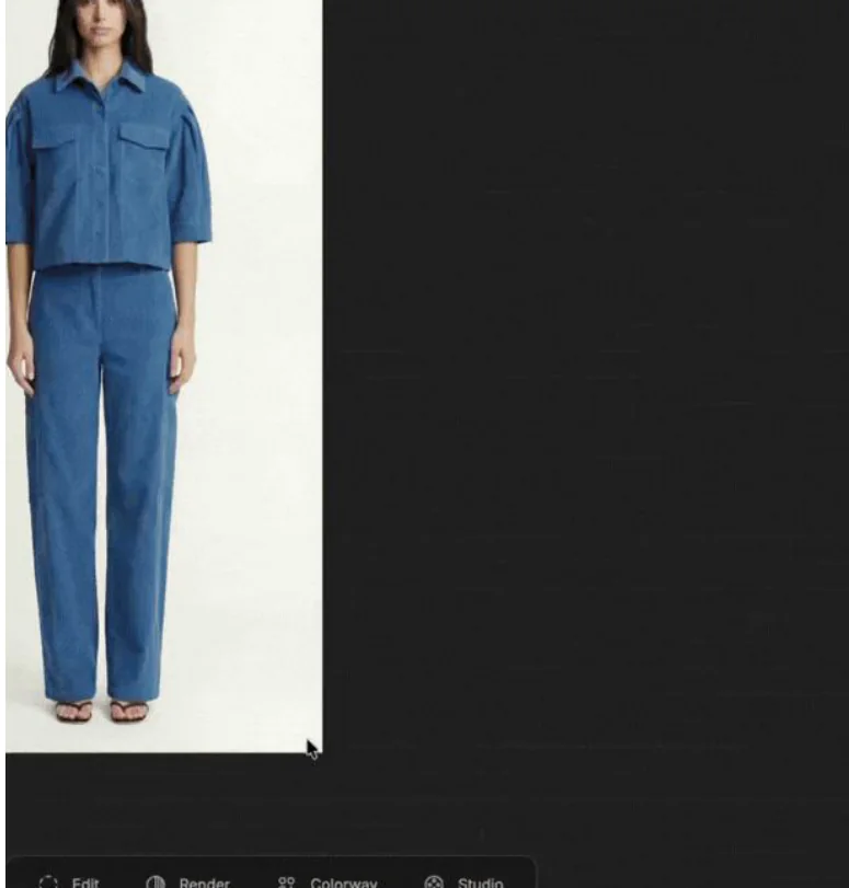 The V2 Colourway mode with a garment selected and a visual colour picker.