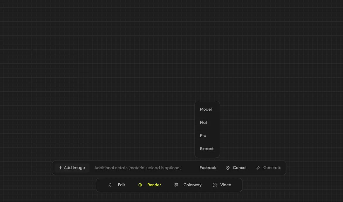 The V1 Modes bar: a plain row of text mode labels under the prompt field.