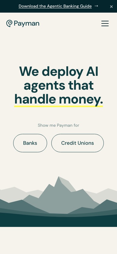 The live site's hero on a phone.